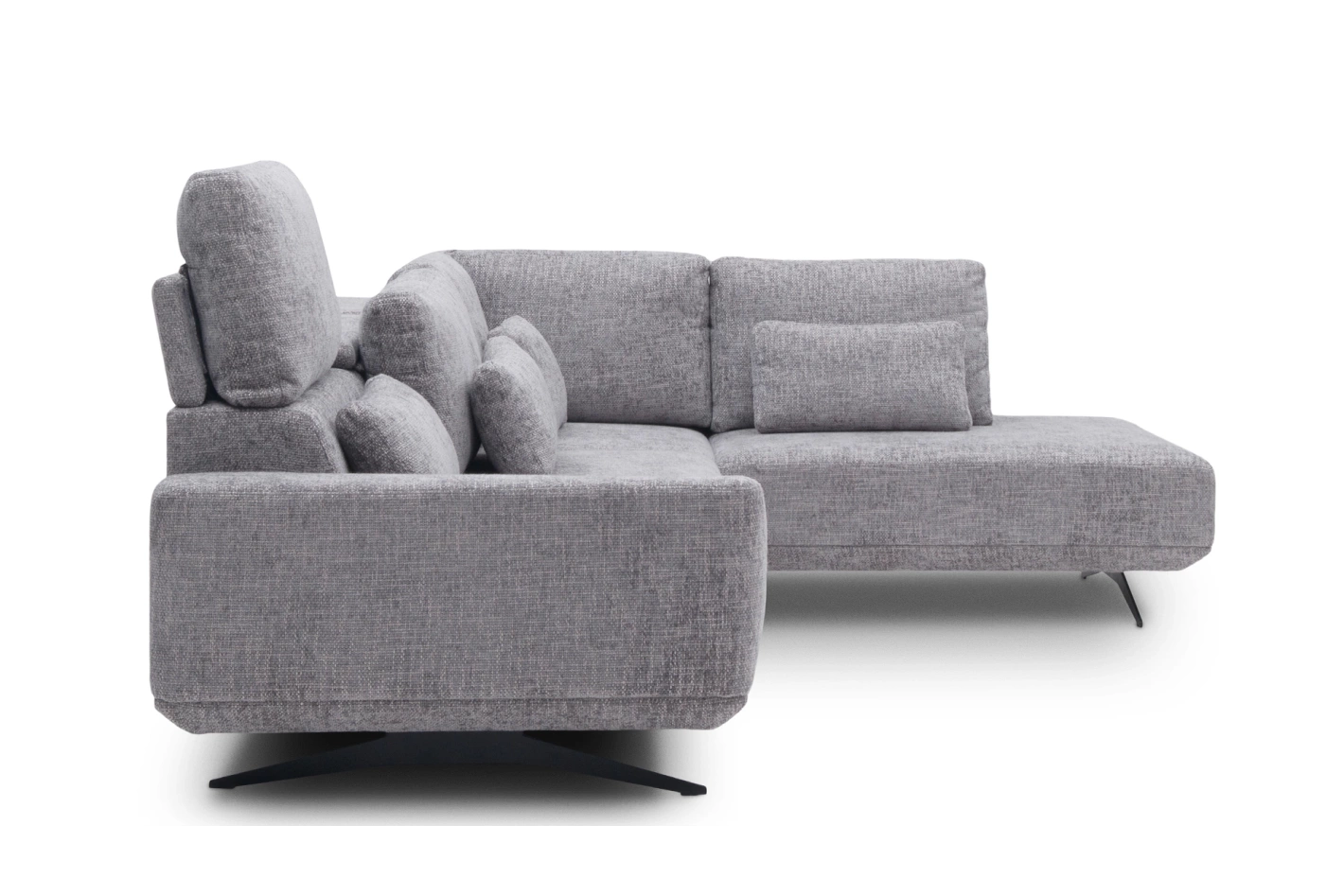 Miękki narożnik Misty Super Soft w układzie L – z elektrycznym wysuwem i regulacją zagłówków