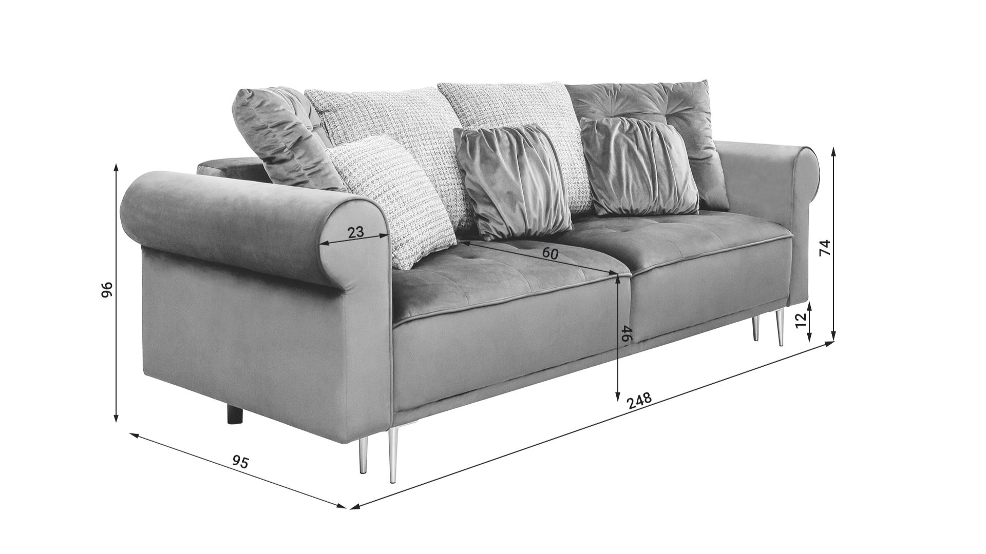 Designerska sofa dwuosobowa z funkcją spania Clair