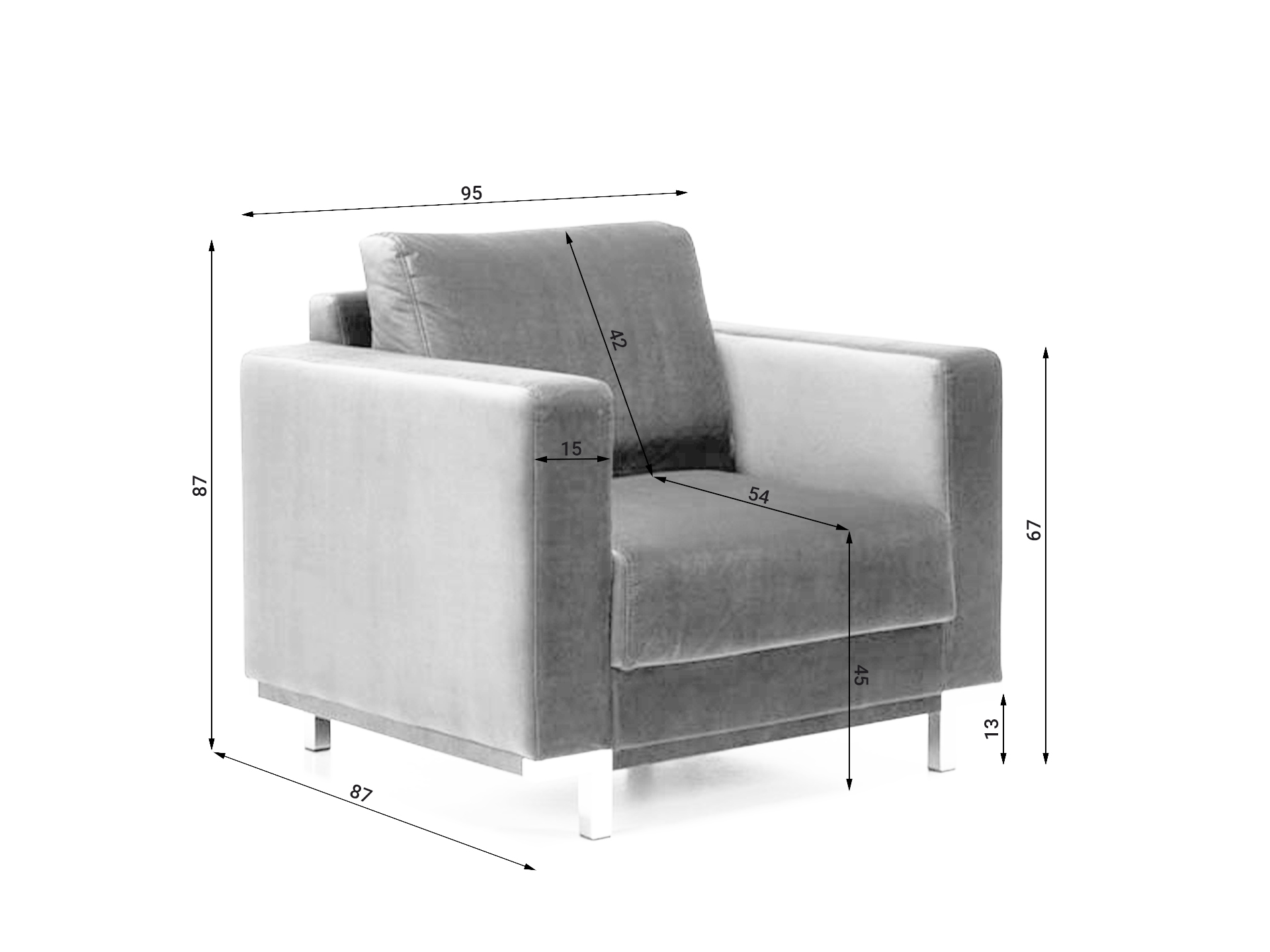 Komfortowy fotel tapicerowany do salonu Modo