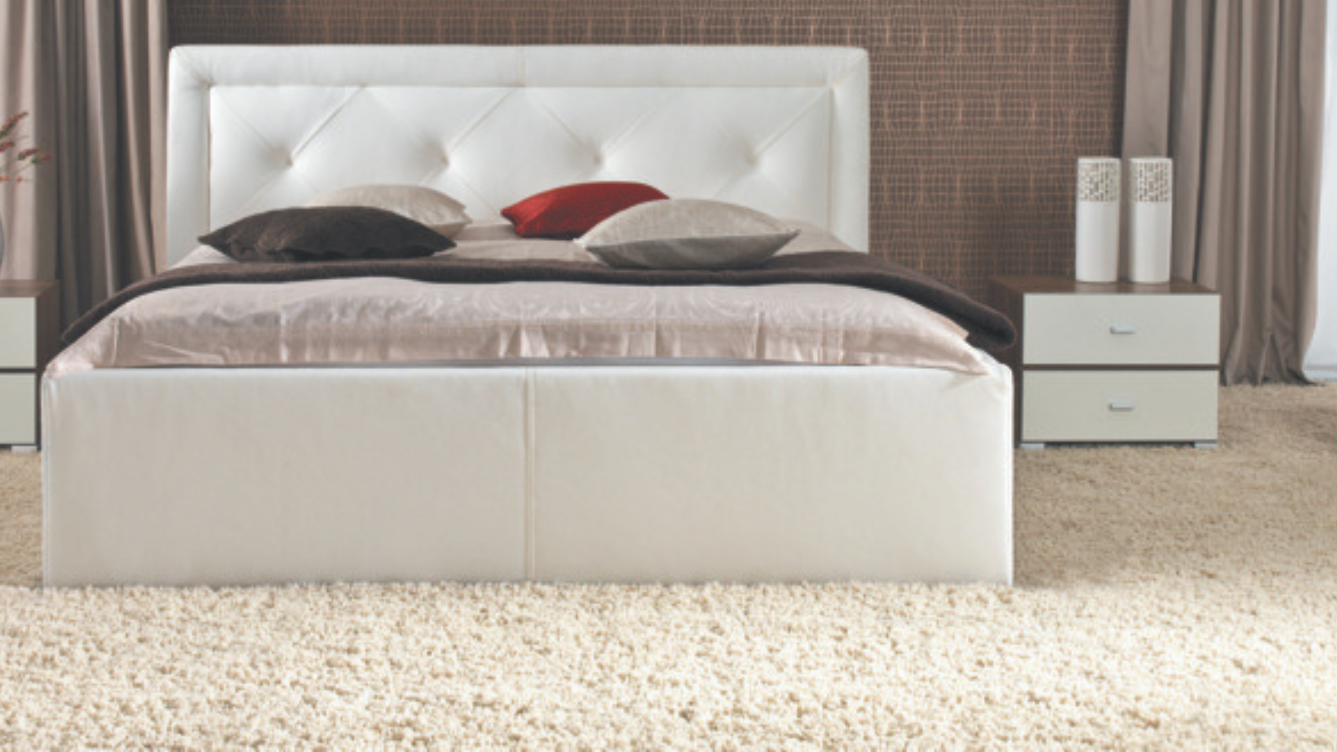 Łóżko tapicerowane z pikowanym wezgłowiem Karo
