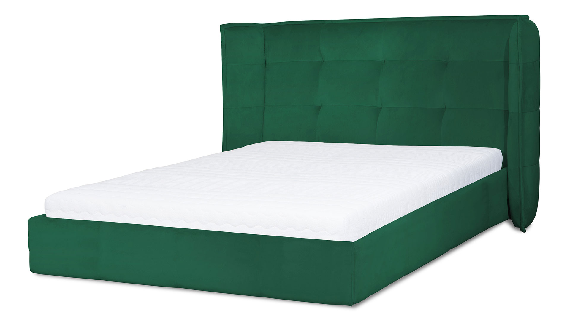 Duże łóżko tapicerowane z pojemnikiem, butelkowa zieleń Manhattan