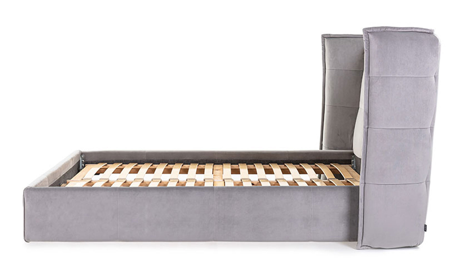 Łóżko tapicerowane szare z pikowanym wezgłowiem Manhattan