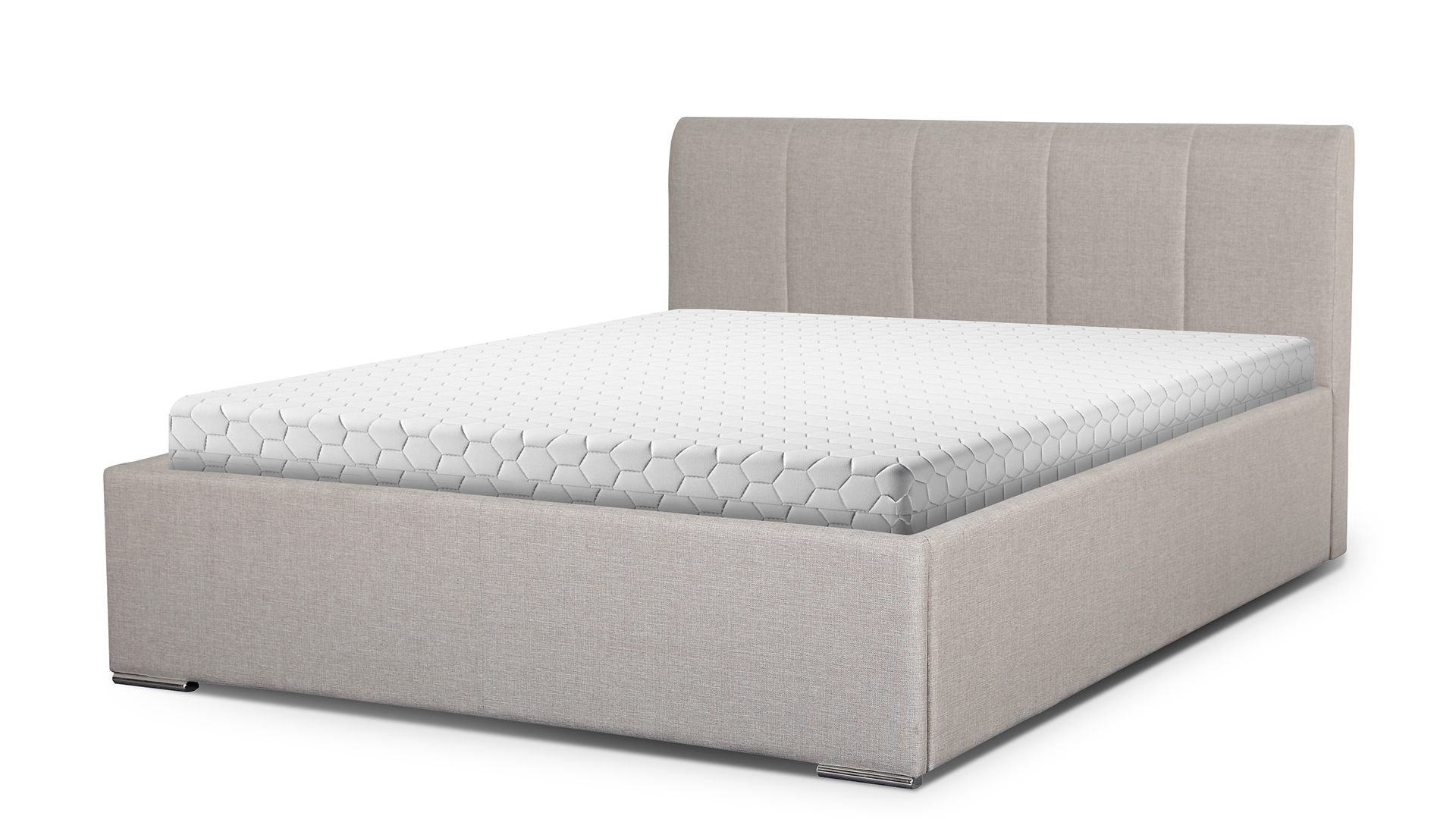 Klasyczne łóżko z pojemnikiem i minimalistycznym wezgłowiem Fly