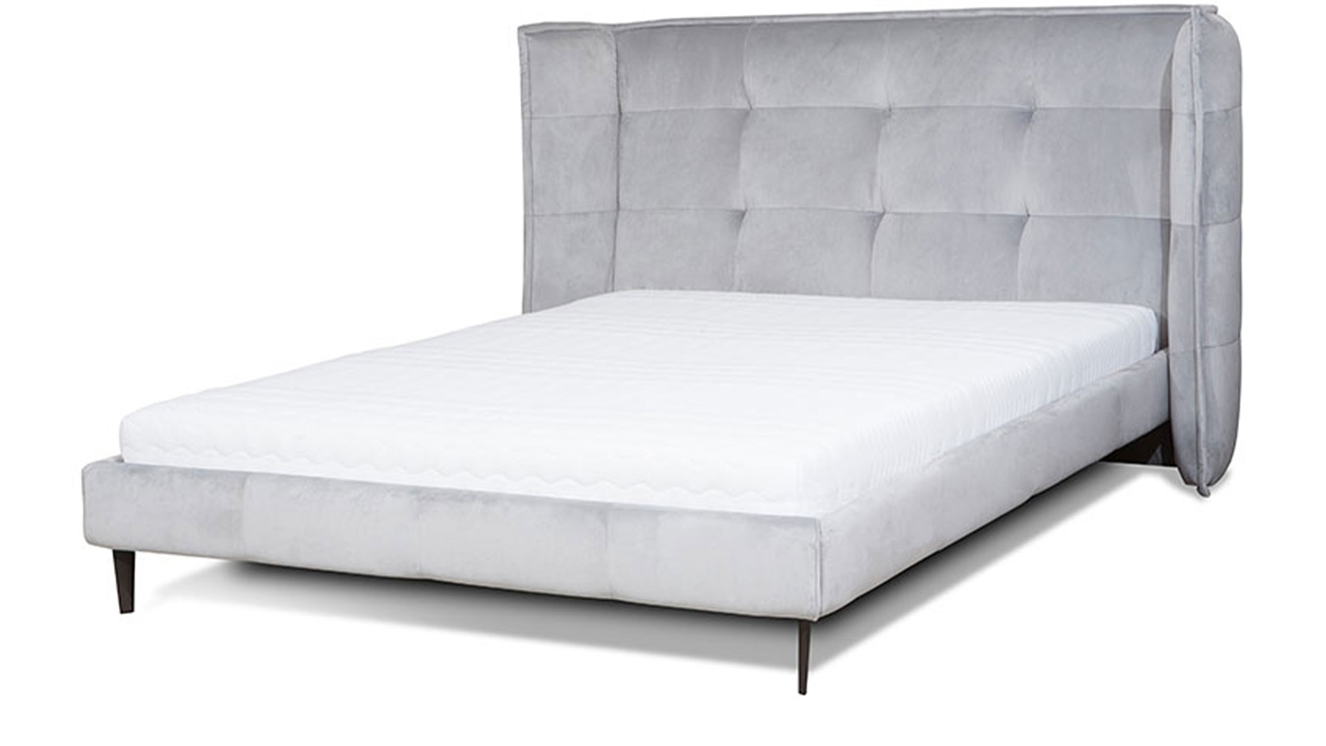 Łóżko dwuosobowe tapicerowane szare do sypialni Manhattan